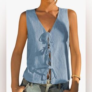 NWOT: Verdusa Linen Tie Up Vest Tank Top
